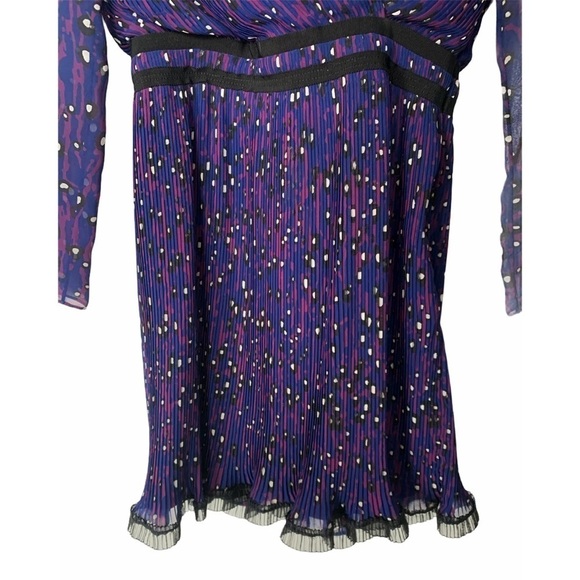 Carven Women’s Georgette‎ Pleated Violet Cocktail Dress Ruffle Hem Size 38/8 US - Picture 6 of 16